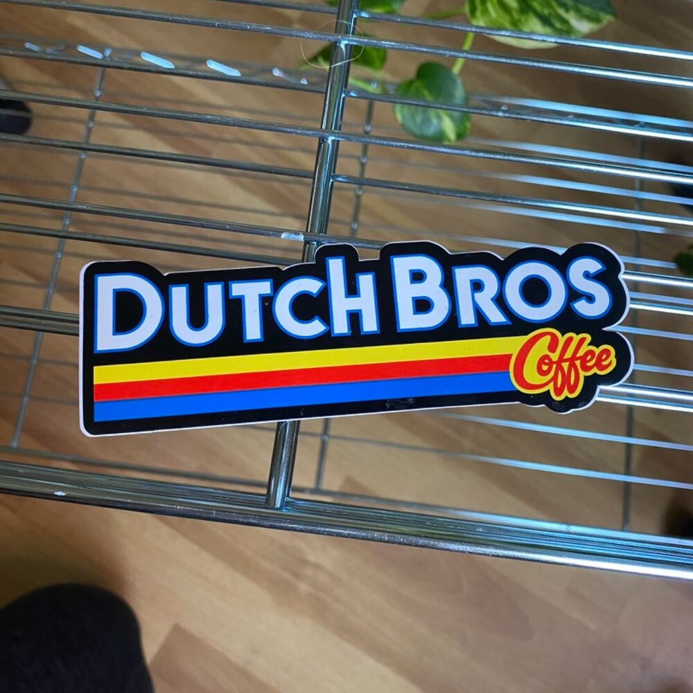 Retro Dutch Bros Coffee Stripe Sticker- April 2017